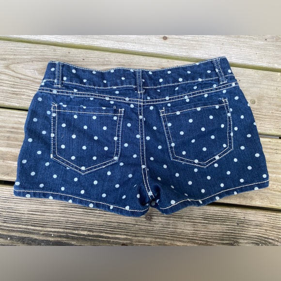 Dark Blue Denim White Polka Dot SO Juniors Jean Shorts - Picture 4 of 5